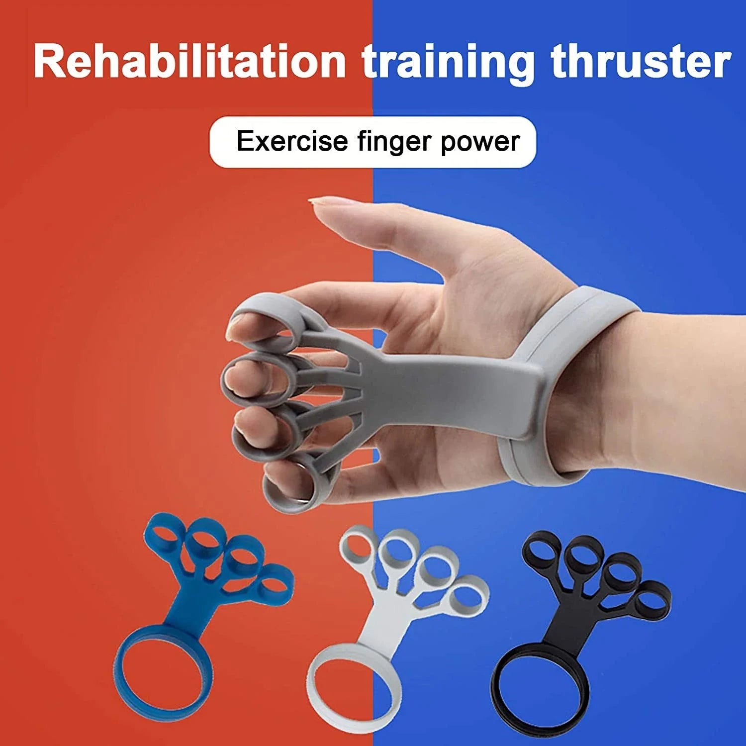 Premium silicone finger strengthener device for improving hand grip, relieving arthritis pain, and building finger dexterity