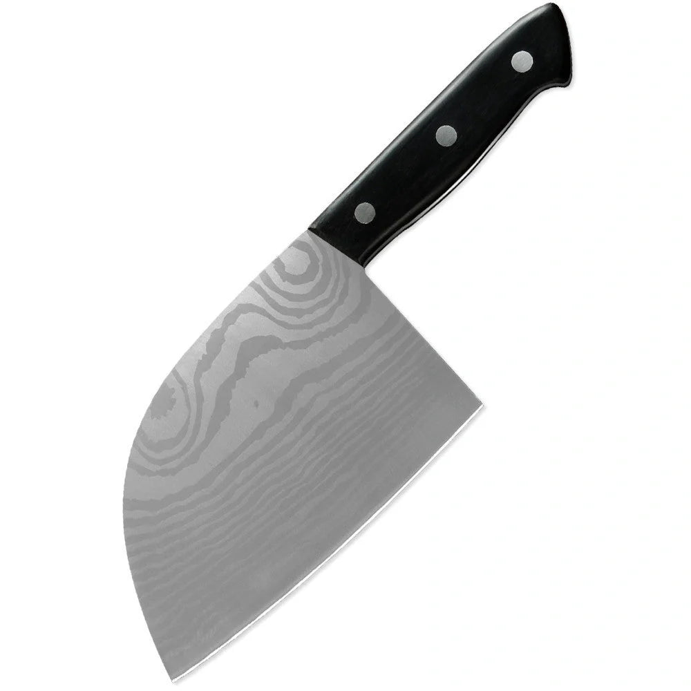 Hand-forged stainless steel butcher knife with wood handle for precision cooking