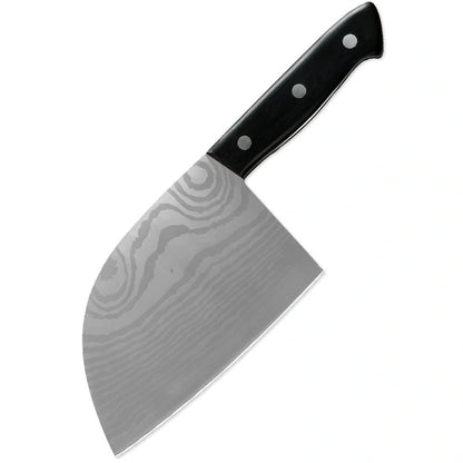 Hand-forged stainless steel butcher knife with wood handle for precision cooking