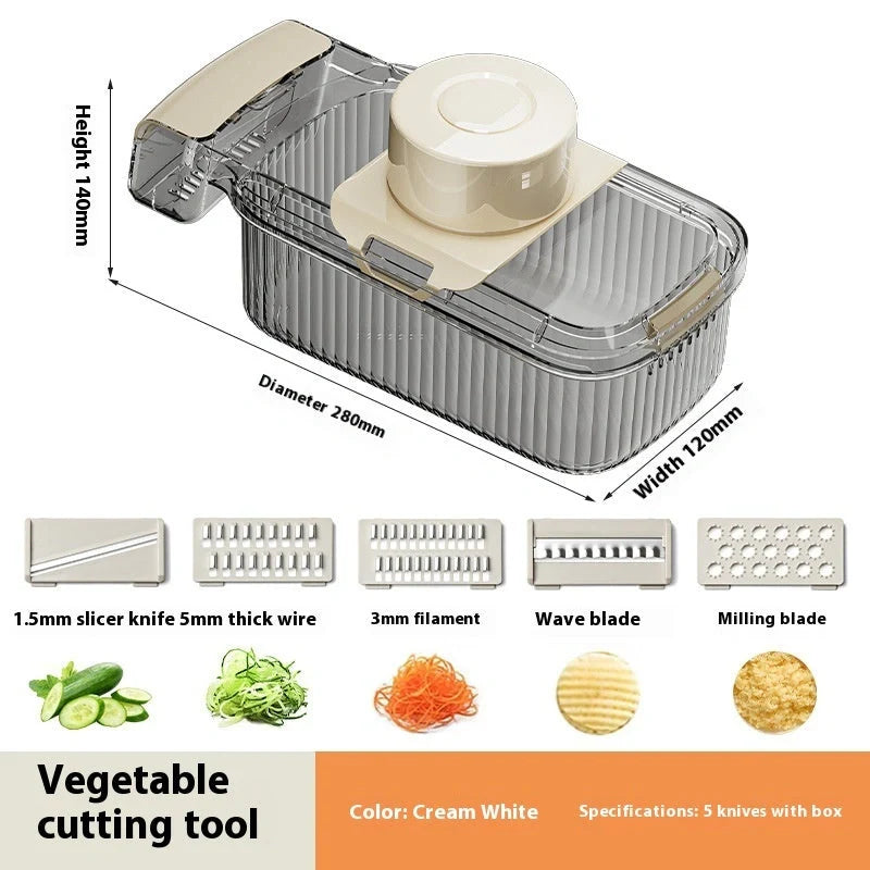 2in1 Multifunctional Vegetable Cutter with five replaceable cutting edges