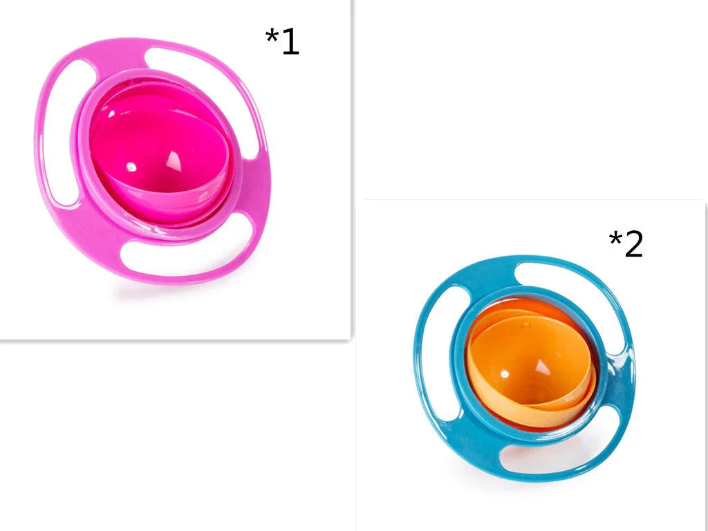 Rotating 360-degree spill-proof tableware bowl in vibrant colours