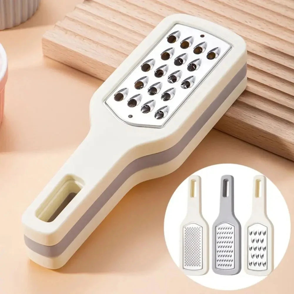 3-in-1 stainless steel kitchen grater with non-slip handle