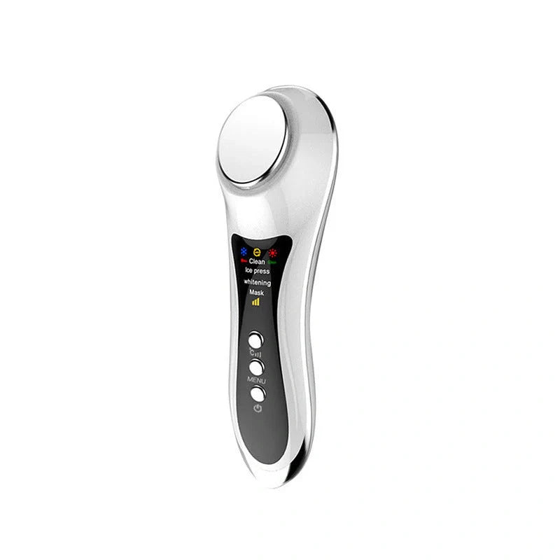 Hot & Cold Eye Massage Machine in pearl white and rose gold for skin and eye care