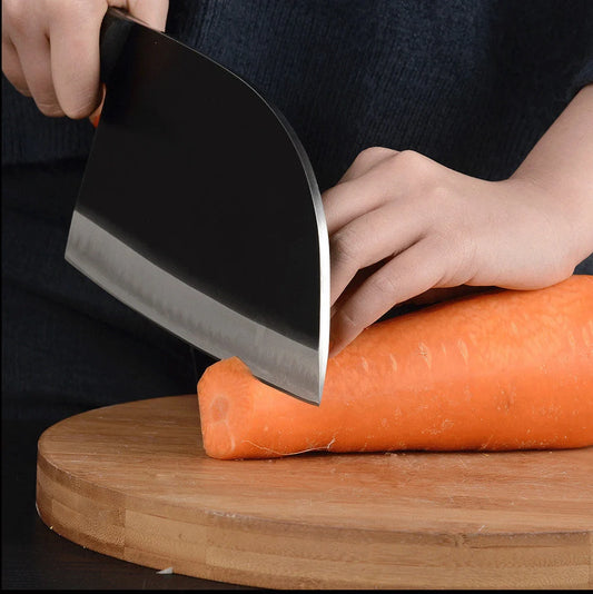 Hand-forged stainless steel butcher knife with wood handle for precision cooking