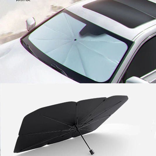 Compact and portable car sunshade with telescopic mechanism and full windshield coverage