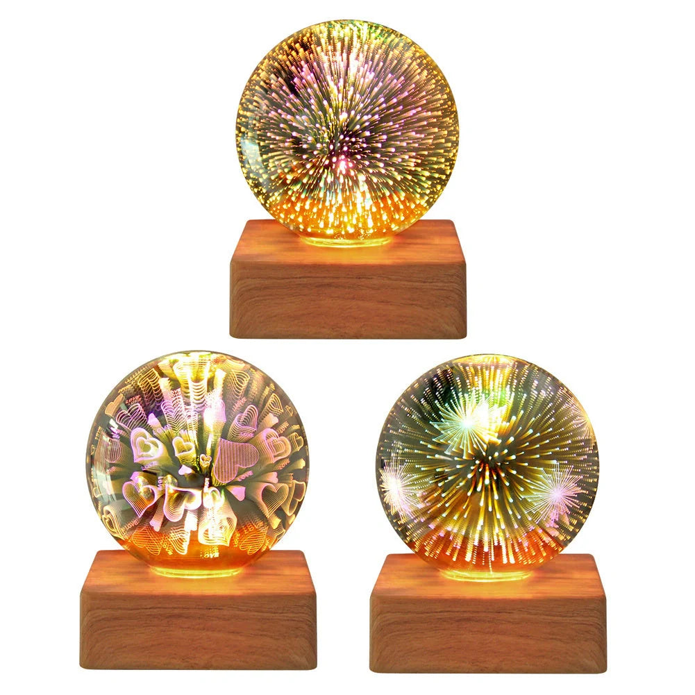 USB 3D Firework Crystals Ball Night Light with starry sky effect