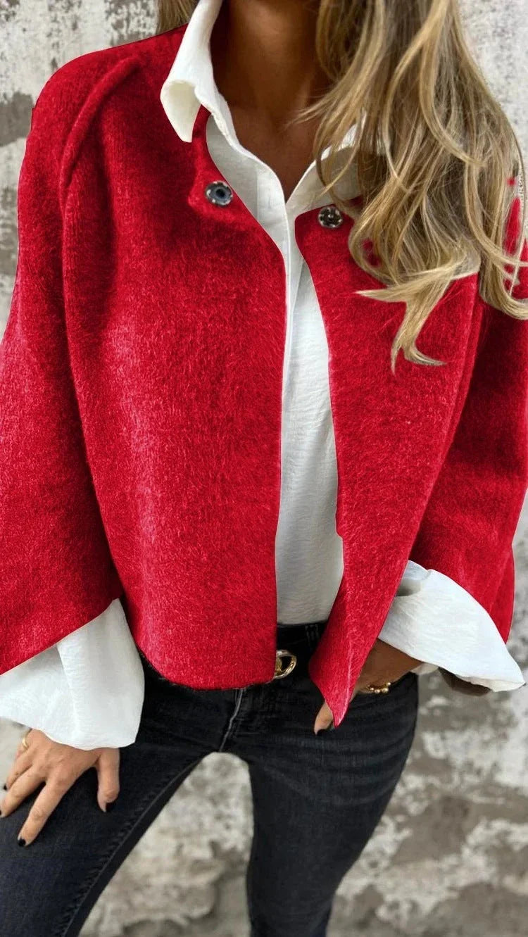 A stylish and comfortable batwing sleeve cardigan made with luxurious imitation cashmere fabric, available in a variety of colors.