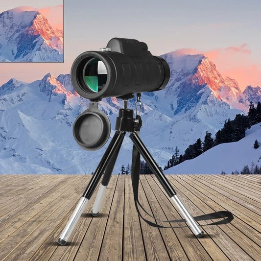 40x60 monocular telescope with compass and phone mount for outdoor adventures, birdwatching, and nature observation