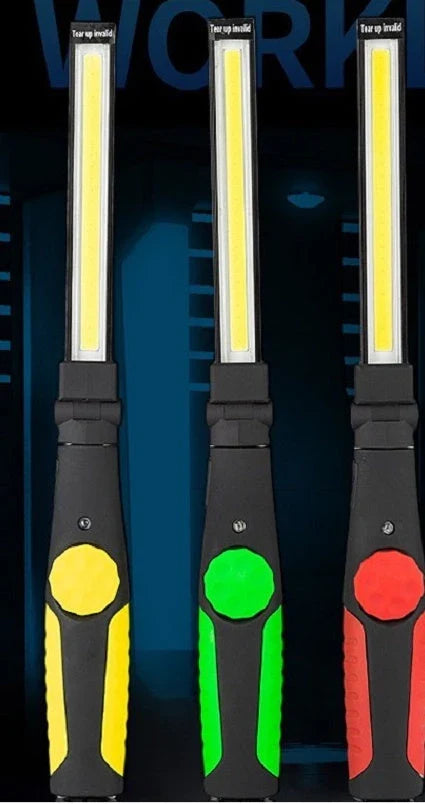 Bright Magnetic LED Worklight with adjustable light bar, 360-degree swivel base, and strong magnetic attachment for hands-free use