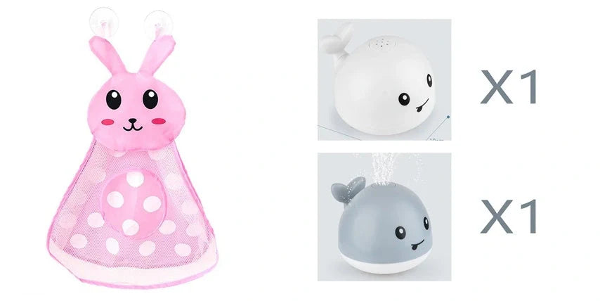 Electric induction whale spray toy for baby bath time with automatic water spray and lights