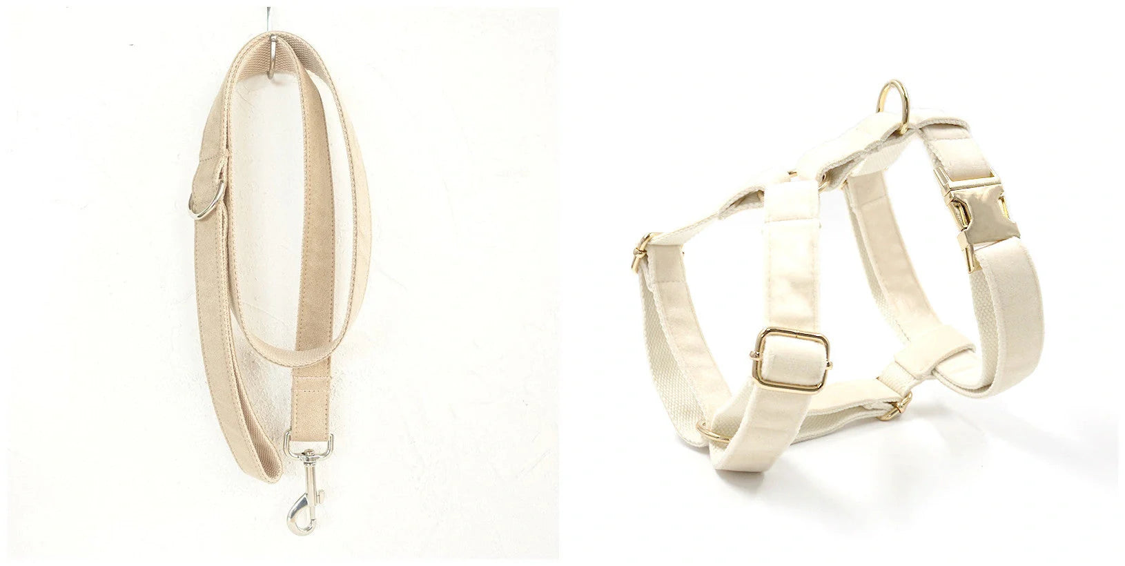 Durable dog collar and traction rope set in nude colour, perfect for safe and stylish walks.