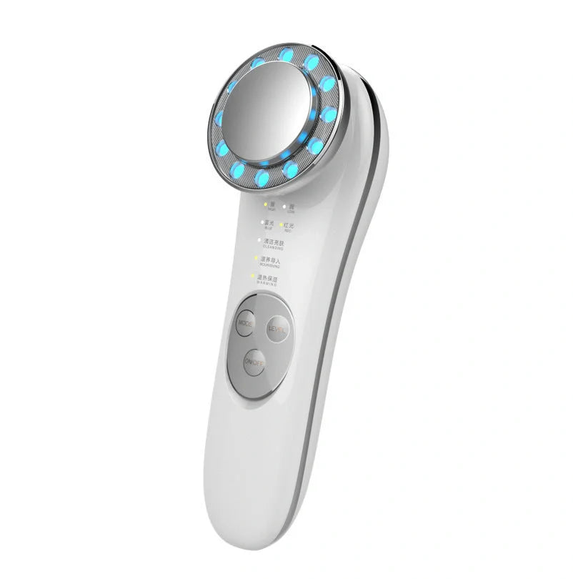 7-in-1 Facial Massager with ion charge and light therapy for deep skin cleansing and anti-aging