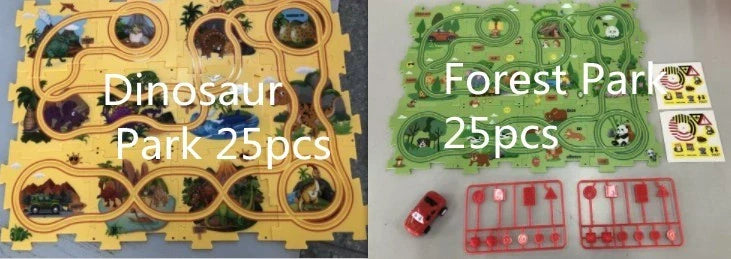 DIY Assembly Electric Railroad Speeder Toy with multiple track configurations