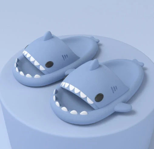 Cozy shark-themed slippers made of plush EVA material for indoor and outdoor wear with customized support