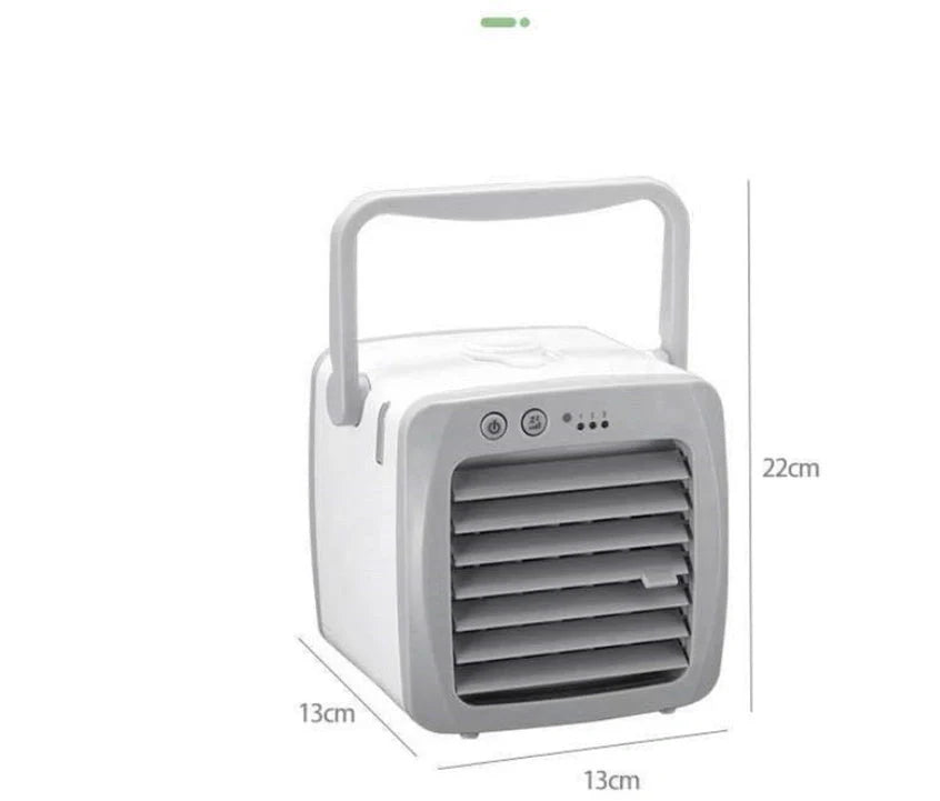 USB portable mini air cooler fan in white with ice curtain technology for personal cooling