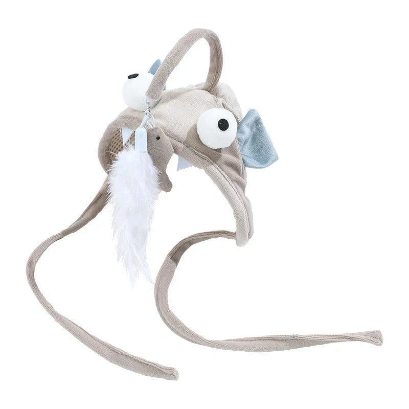 Adjustable head wearing feather funny cat stick toy for indoor play