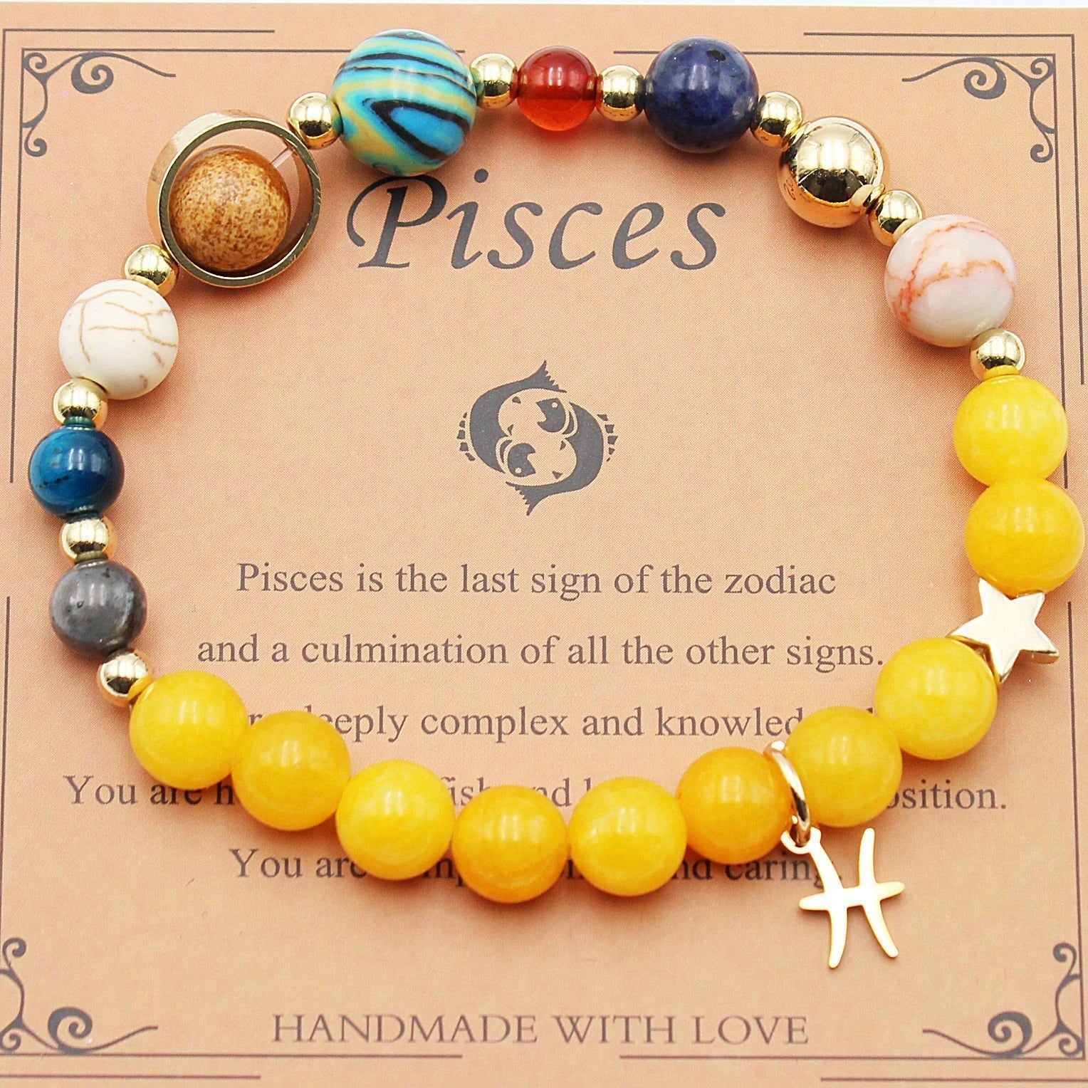 Morgan Stone Beaded Bracelet with twelve constellation designs