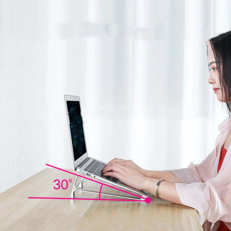 Aluminium alloy laptop stand with non-slip silicone pads in Space Grey and Aurora Silver