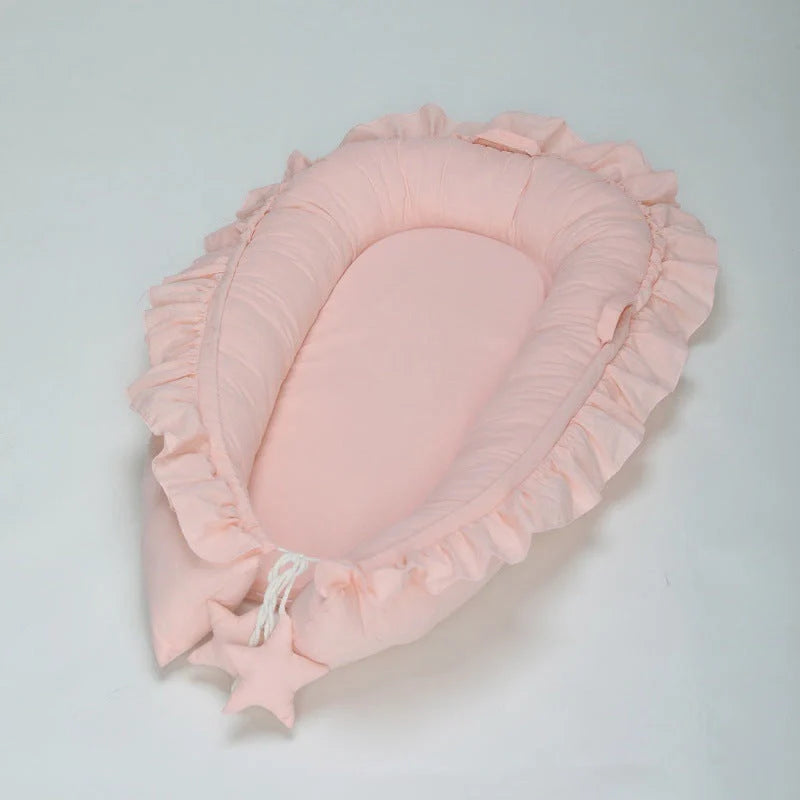 Lace Cotton Baby Bionic Bed Portable in various colors for safe infant sleep