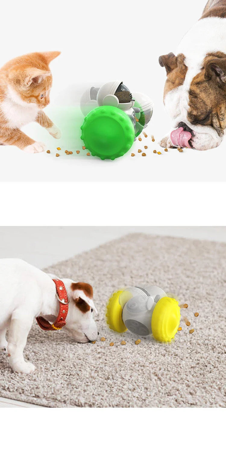 Tumbler Balance Car Dog Toy in vibrant colours, promoting pet intelligence through interactive play