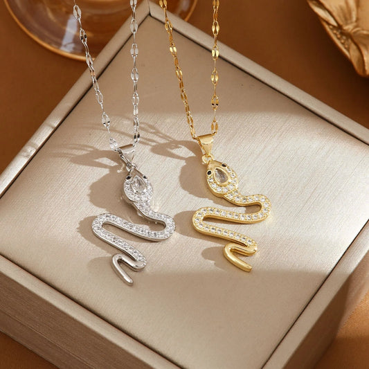 Elegant rhinestone snake necklace for women, perfect for winter fashion