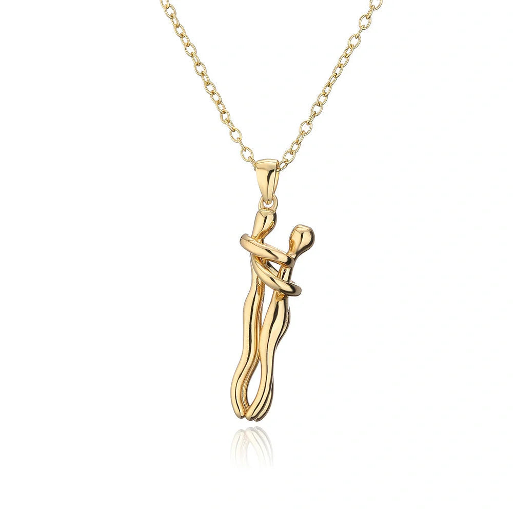 Affectionate Hug Necklace for couples in punk street style with snake bone chain