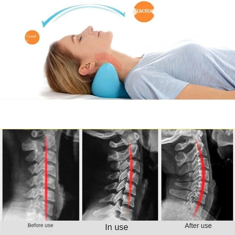 Blue natural latex cervical spine massage pillow for neck pain relief