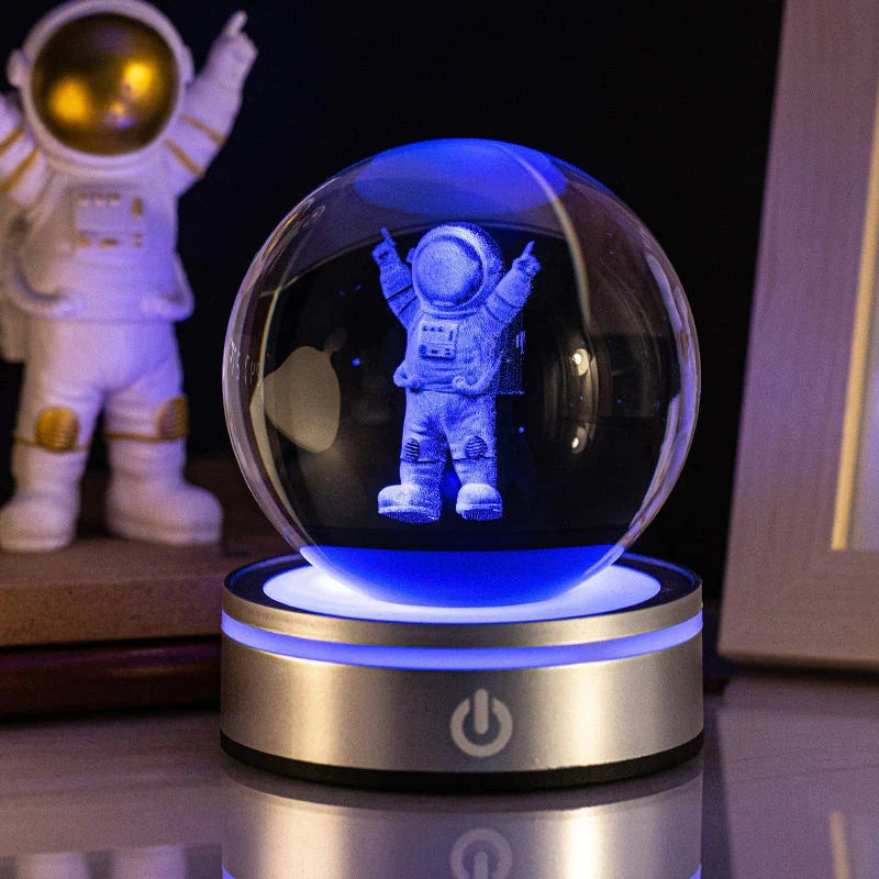 Captivating 3D crystal night lamp with intricate patterns and warm, soothing LED illumination for enchanting home decor