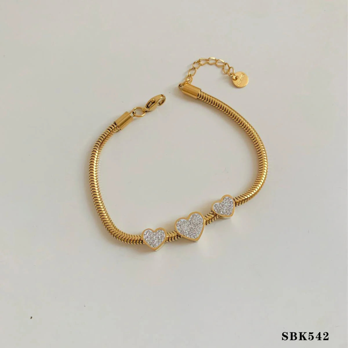 Retro silver crystal heart-shaped women's adjustable bracelet set