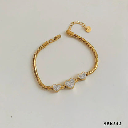 Retro silver crystal heart-shaped women's adjustable bracelet set