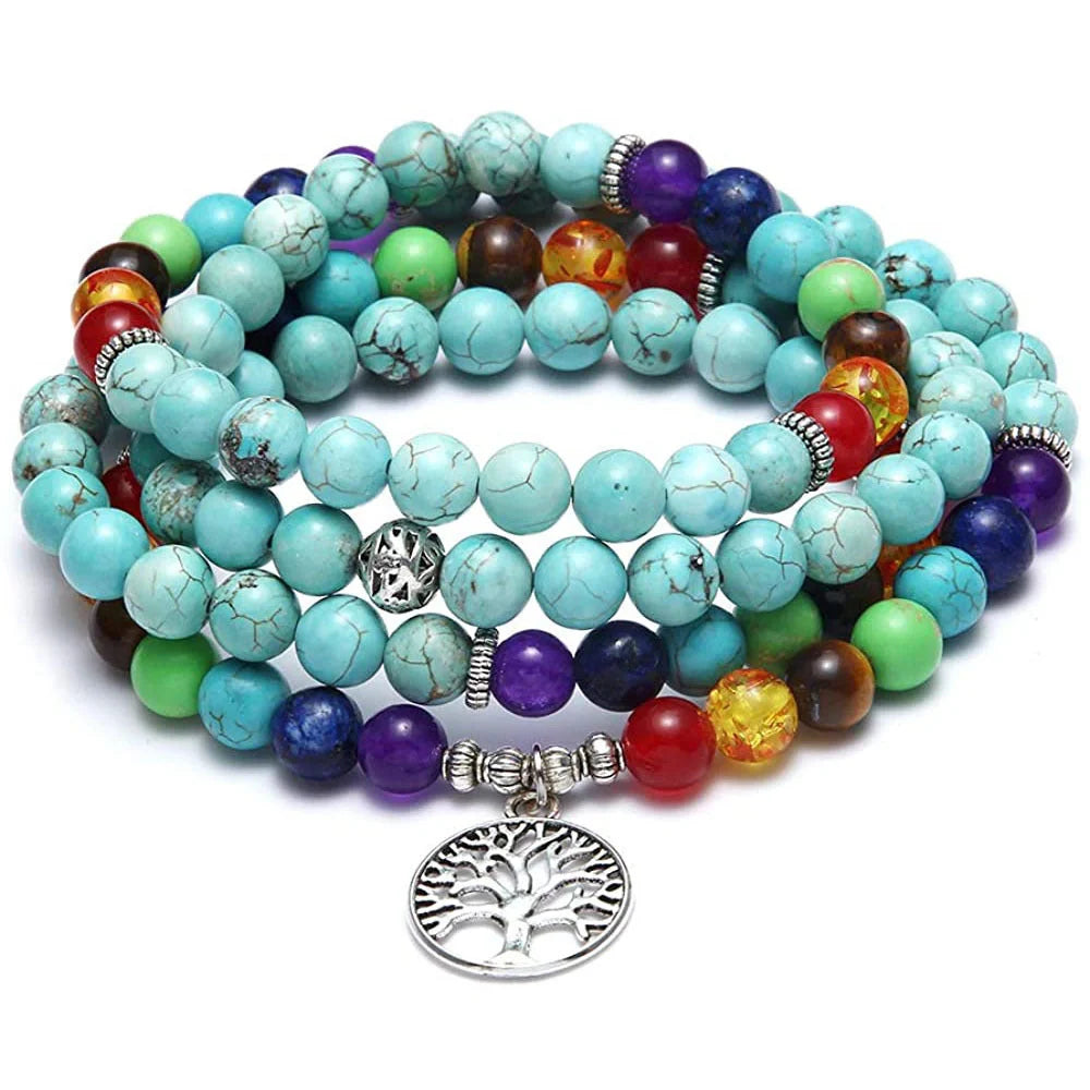 Premium handcrafted meditation bracelet with genuine Tiger's Eye stones, 108 beads, and a lotus charm