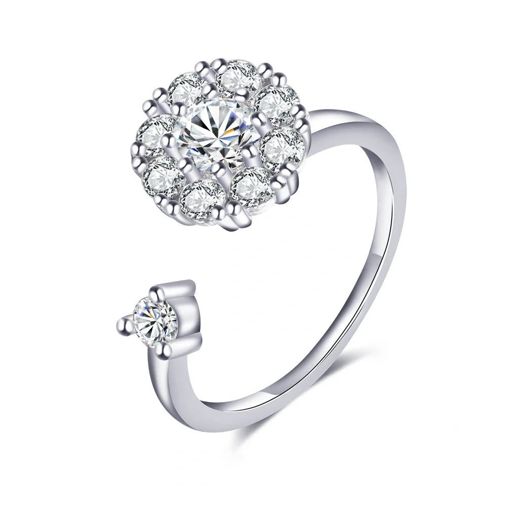 Adjustable rotatable butterfly ring for women with zircon inlay, available in multiple designs