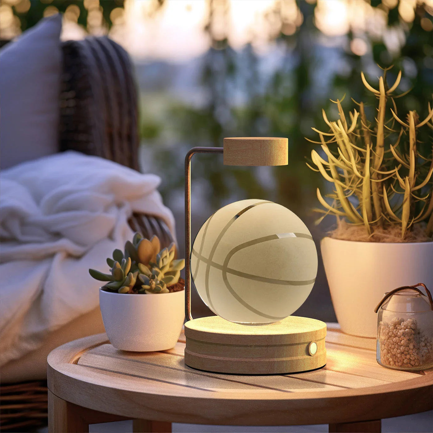 Enchanting crystal ball night light with cosmic designs, creating a warm and soothing ambiance in any room.