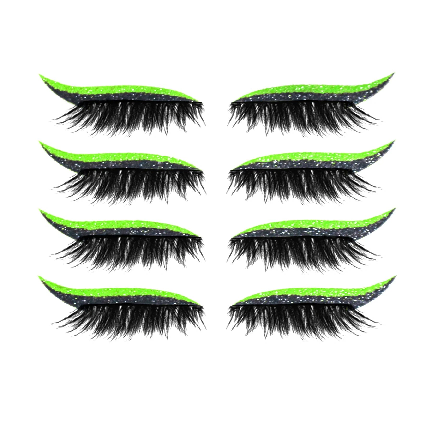 Glitter eyeliner stick and false eyelash set in various colours for eye makeup enhancement