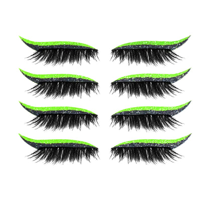 Glitter eyeliner stick and false eyelash set in various colours for eye makeup enhancement