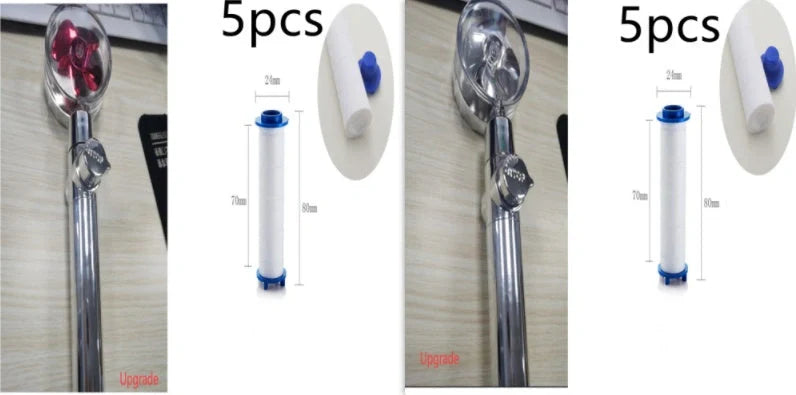 Turbo Propeller Shower Head in various colours with 360-degree fan extension