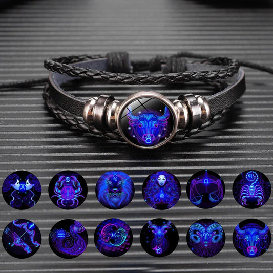 Zodiac Constellation Bracelet with Braided Design for Men, Women, and Kids in Various Colors