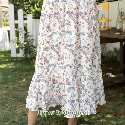 Stylish women's floral print dress with square neckline and long sleeves, available in multiple sizes