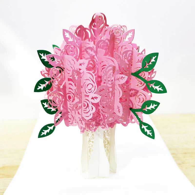 Elegant 3D pop-up wedding and anniversary greeting cards with laser-cut designs in a variety of romantic themes