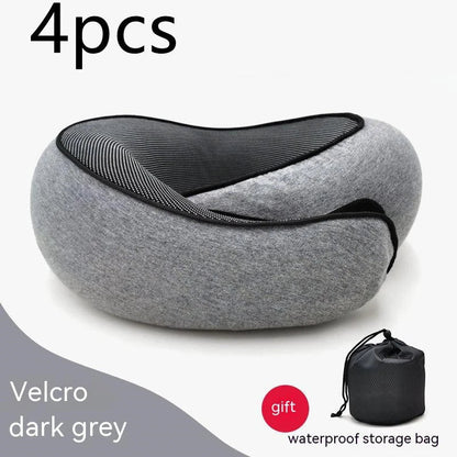 Comfortable memory foam travel neck pillow with U-shaped design for support and comfort during flights, road trips, and naps