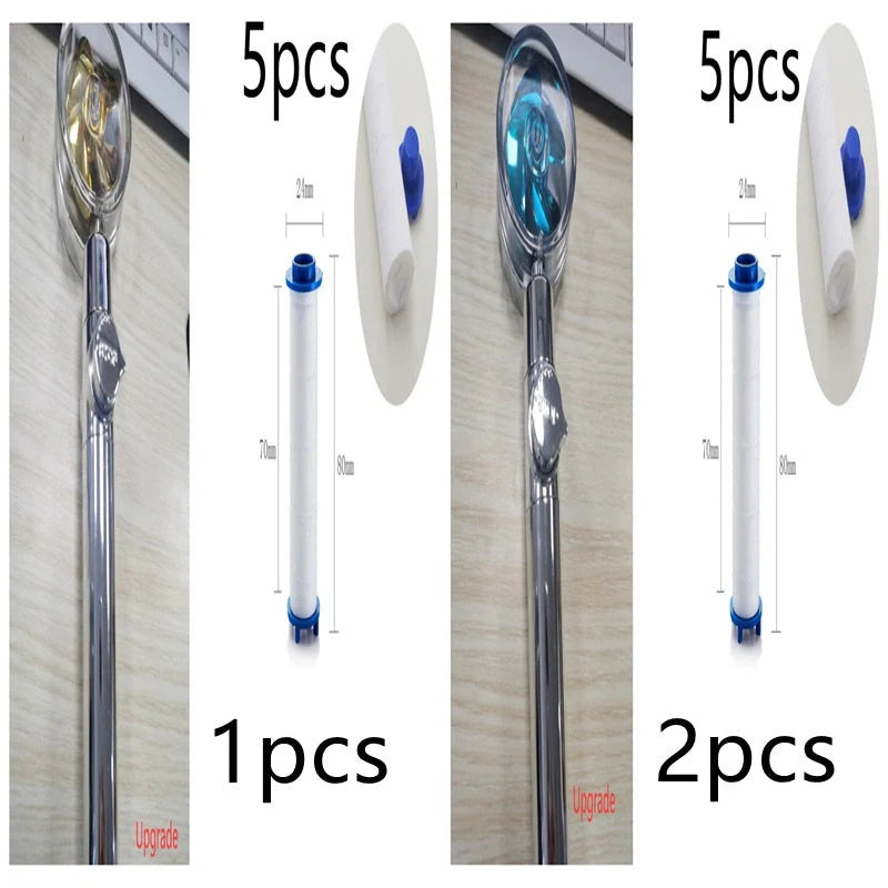 Turbo Propeller Shower Head in various colours with 360-degree fan extension