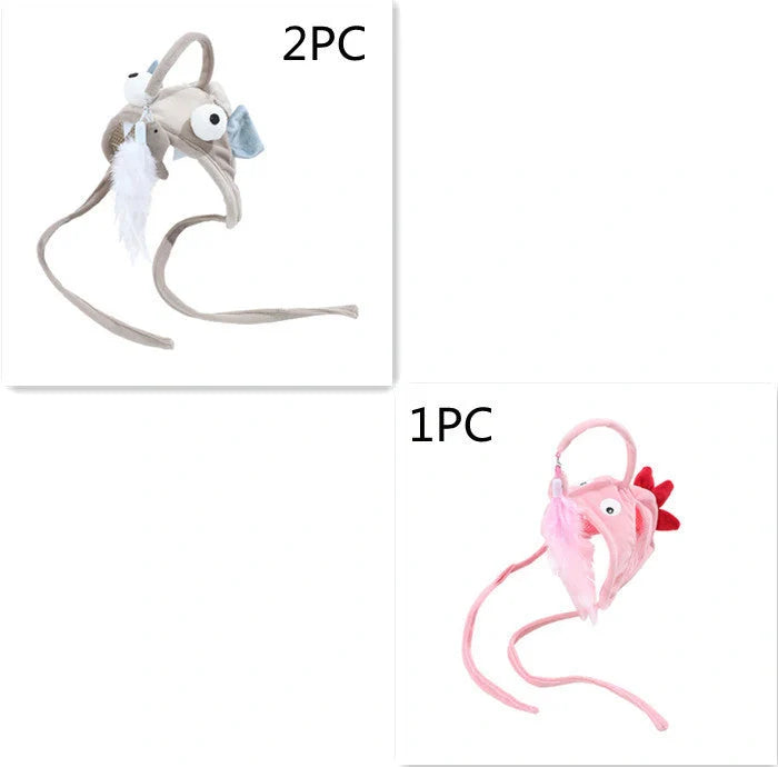 Adjustable head wearing feather funny cat stick toy for indoor play