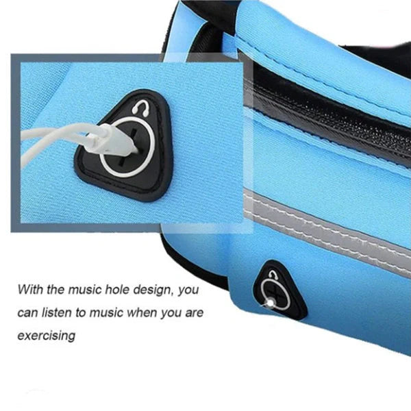 Slim nylon fitness waist bag with zipper pocket for secure storage during sports