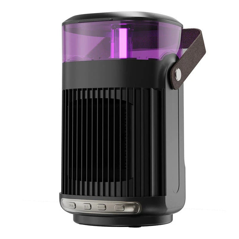 Versatile 2-in-1 portable heater and humidifier with sleek black design, suitable for use in home or office