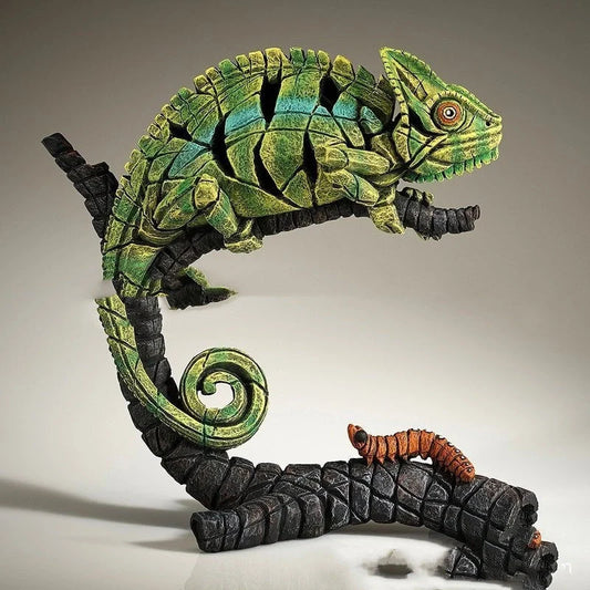 Hand-painted resin animal sculpture in cartoon style, perfect for home decor