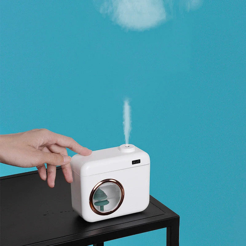 USB Camera-Shaped Desktop Humidifier with night light and aromatherapy function