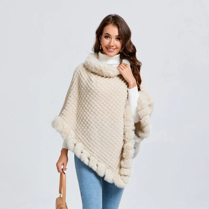 Luxurious rabbit fur wrap shawl in various colours, featuring a soft, cosy collar and a flattering cropped fit for a chic, polished look.
