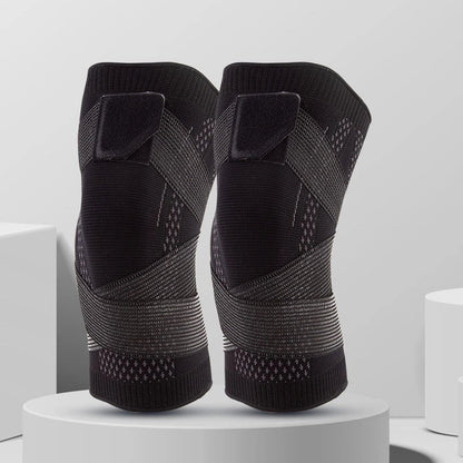 Adjustable nylon sports knee pads in pink, blue, and black