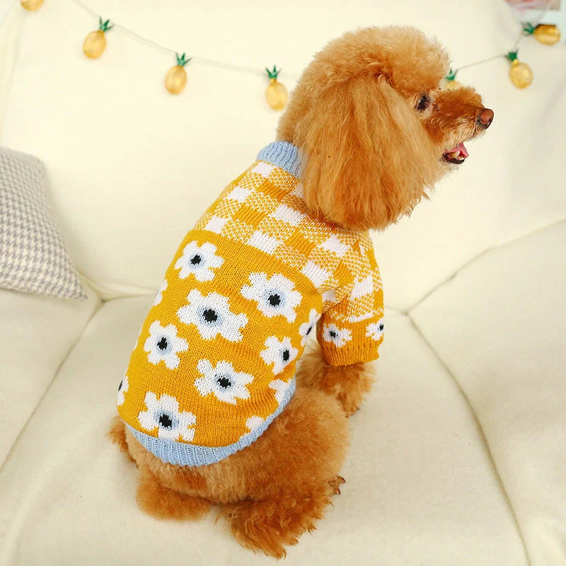 Bowknot Hollow Knit Dog Sweater in various colours and sizes