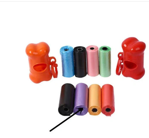 Eco-friendly dog poop bags in various colours for pet waste cleanup